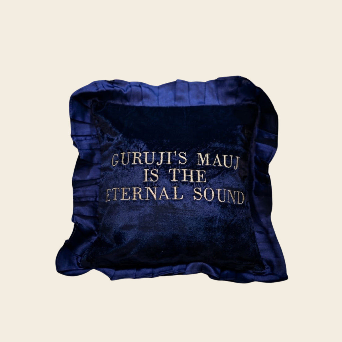 Anhad Naad Blue Takiya Sahib Cover with Guruji Mauj embroidery for Guruji Darbar