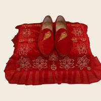Anhad Naad Red Jodi Sahib with Darbar textile detailing for Guruji Darbar